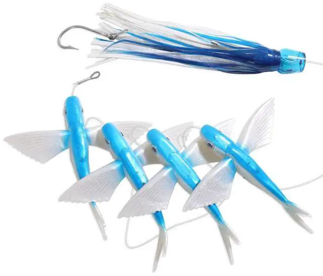 Main image of 5 Pcs/Bag Blue Fly Fish Saltwater Trolling Fishing Lures Tuna Mahi Wahoo Dora Saltwater Big Game Fishing Tackle