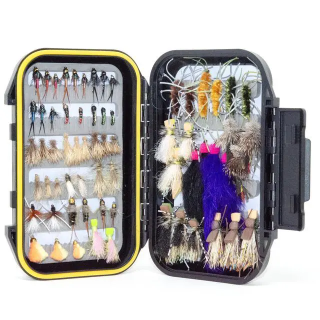 Alt view image 5 of 7 - 24/48/66/72 Premium Hand Tied Fly Fishing Flies Assortment | Fly Boxes Included | Dry, Wet, Nymphs, Streamers, Wooly Buggers, Terrestrials | Trout, Bass Lure Set, Kit, Gift