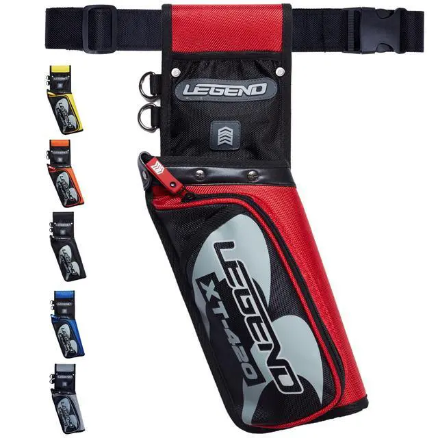 Main image of XT420 Field Quiver - Left or Right-Handed Quiver Arrow Holder, Archery Quiver with 3 Arrow Tube, Durable Nylon Hip Quivers with Multiple Pockets for Archery Accessories, Score Card & Tools