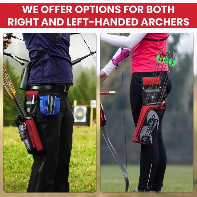 Alt view image 5 of 7 - XT420 Field Quiver - Left or Right-Handed Quiver Arrow Holder, Archery Quiver with 3 Arrow Tube, Durable Nylon Hip Quivers with Multiple Pockets for Archery Accessories, Score Card & Tools