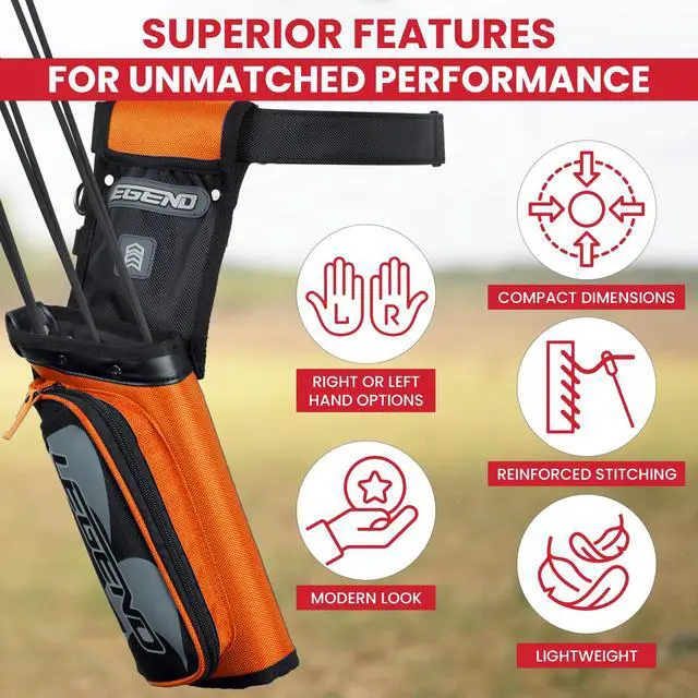 Alt view image 2 of 7 - XT420 Field Quiver - Left or Right-Handed Quiver Arrow Holder, Archery Quiver with 3 Arrow Tube, Durable Nylon Hip Quivers with Multiple Pockets for Archery Accessories, Score Card & Tools