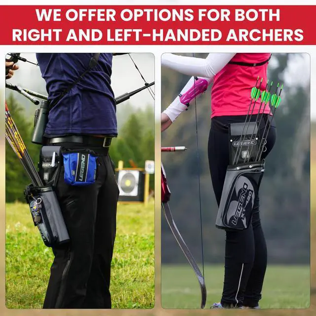 Alt view image 5 of 7 - XT420 Field Quiver - Left or Right-Handed Quiver Arrow Holder, Archery Quiver with 3 Arrow Tube, Durable Nylon Hip Quivers with Multiple Pockets for Archery Accessories, Score Card & Tools