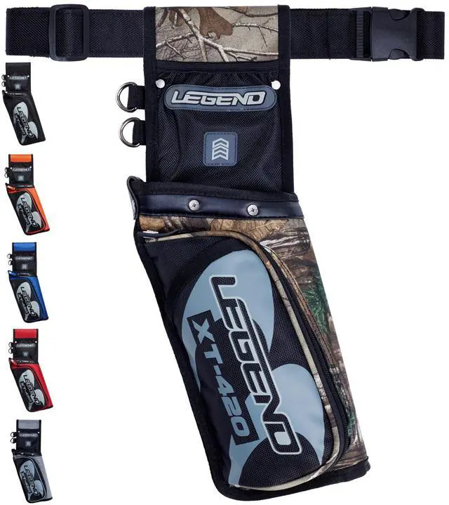 Main image of XT420 Field Quiver - Left or Right-Handed Quiver Arrow Holder, Archery Quiver with 3 Arrow Tube, Durable Nylon Hip Quivers with Multiple Pockets for Archery Accessories, Score Card & Tools