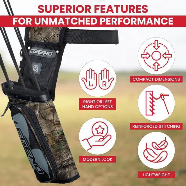 Alt view image 3 of 7 - XT420 Field Quiver - Left or Right-Handed Quiver Arrow Holder, Archery Quiver with 3 Arrow Tube, Durable Nylon Hip Quivers with Multiple Pockets for Archery Accessories, Score Card & Tools