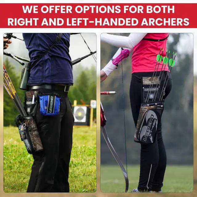 Alt view image 5 of 7 - XT420 Field Quiver - Left or Right-Handed Quiver Arrow Holder, Archery Quiver with 3 Arrow Tube, Durable Nylon Hip Quivers with Multiple Pockets for Archery Accessories, Score Card & Tools