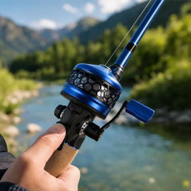 Alt view image 7 of 7 - Spincast Fishing Reel, 3.9:1 Gear Ratio, Pre-Spooled, Left/Right Hand Reversible, Aluminum, Black, for Freshwater Trout, Catfish and Bass
