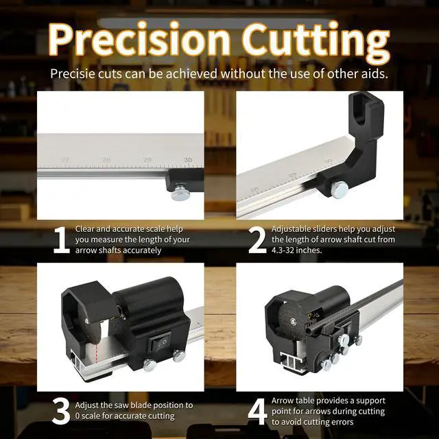 Alt view image 4 of 7 - Electric Archery Arrow Saw - Adjustable Carbon Arrow Cutter Precision Arrow Saw Archery with 2 Additional Replacement Saw Blades Professional Arrow Cutter Carbon Arrows Kit for Arrow Shaft DIY
