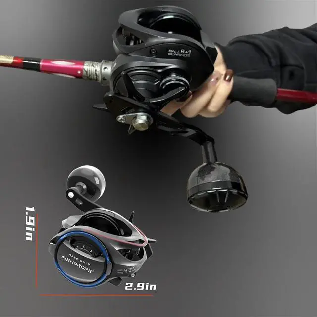 Alt view image 6 of 7 - Baitcaster Reel Carbon Fiber 9+1 Ball Bearings Anti-Corrosion Baitcasting Fishing Reel Magnetic Brake System Bait Caster Reel High Speed Gear Ratio 6.3:1 Ultra Smooth