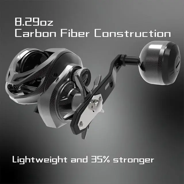 Alt view image 7 of 7 - Baitcaster Reel Carbon Fiber 9+1 Ball Bearings Anti-Corrosion Baitcasting Fishing Reel Magnetic Brake System Bait Caster Reel High Speed Gear Ratio 6.3:1 Ultra Smooth