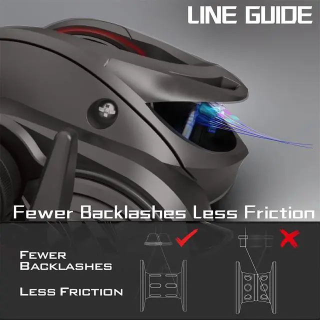 Alt view image 6 of 7 - Baitcaster Reel Carbon Fiber 9+1 Ball Bearings Anti-Corrosion Baitcasting Fishing Reel Magnetic Brake System Bait Caster Reel High Speed Gear Ratio 6.3:1 Ultra Smooth
