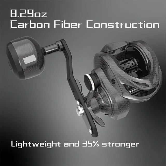 Alt view image 7 of 7 - Baitcaster Reel Carbon Fiber 9+1 Ball Bearings Anti-Corrosion Baitcasting Fishing Reel Magnetic Brake System Bait Caster Reel High Speed Gear Ratio 6.3:1 Ultra Smooth
