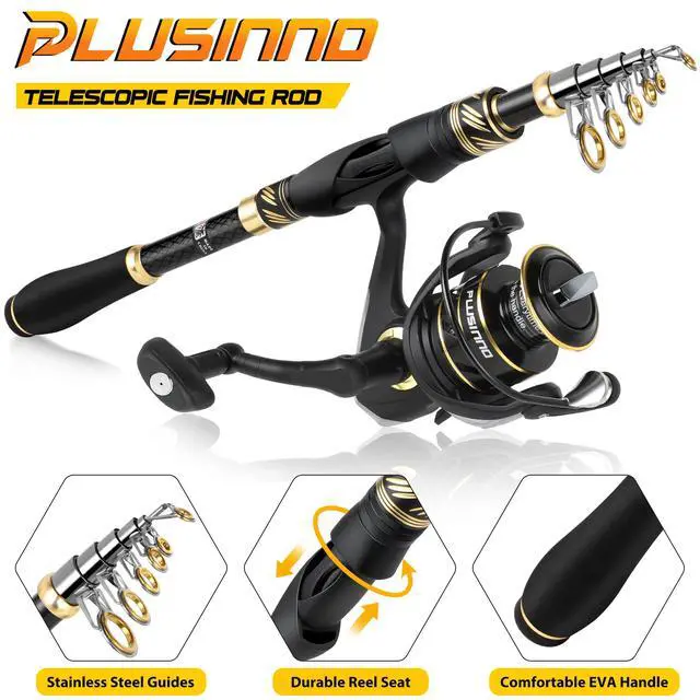 Alt view image 2 of 7 - Fishing Pole, Fishing Rod and Reel Combo,Telescopic Fishing Rod Kit with Spinning Reel, Collapsible Portable Fishing Pole with Carrier Bag for Freshwater Saltwater Fishing Gifts for Men Women