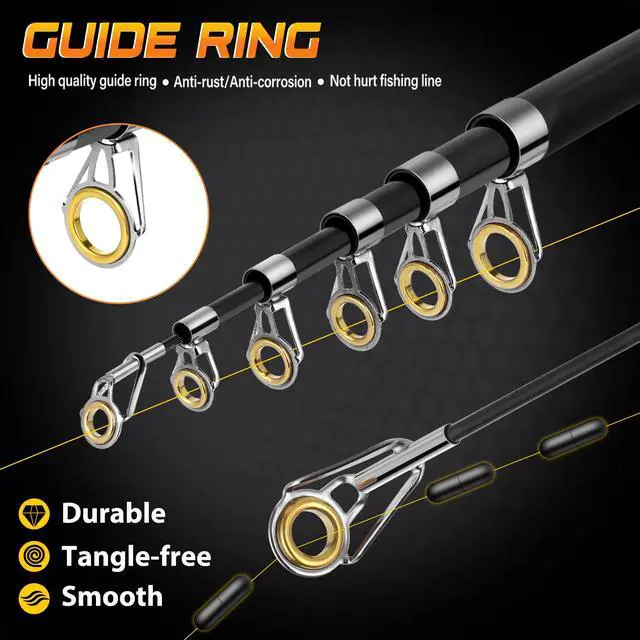 Alt view image 4 of 7 - Fishing Pole, Fishing Rod and Reel Combo,Telescopic Fishing Rod Kit with Spinning Reel, Collapsible Portable Fishing Pole with Carrier Bag for Freshwater Saltwater Fishing Gifts for Men Women