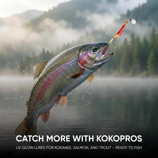 Alt view image 2 of 3 - Kokanee Salmon Shrimp & Hoochies Fishing Lures - Multicolor Packs Including Micro Hoochies & Shrimp - Durable Plastic Construction with Sharp Octopus Hooks - Ideal for Kokanee & Trout