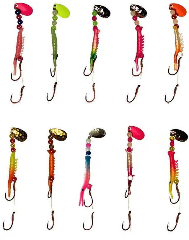 Main image of Kokanee Salmon Shrimp & Hoochies Fishing Lures - Multicolor Packs Including Micro Hoochies & Shrimp - Durable Plastic Construction with Sharp Octopus Hooks - Ideal for Kokanee & Trout