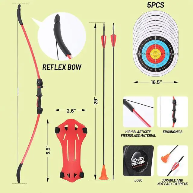 Alt view image 2 of 6 - Bow and Arrow for Teens Beginners Adults Recurve Bow Set 8 Arrows 5 Target Face Archery Longbow Kit Backyard Games Gift for Outdoor Sports