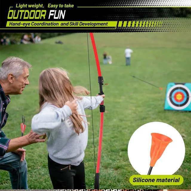 Alt view image 5 of 6 - Bow and Arrow for Teens Beginners Adults Recurve Bow Set 8 Arrows 5 Target Face Archery Longbow Kit Backyard Games Gift for Outdoor Sports