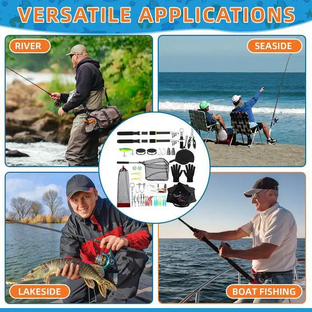 Alt view image 7 of 7 - Telescopic Fishing Rod and Reel Combo 2 Pcs Collapsible Fishing Pole Kit with Plier Lip Gripper Lures Carrier Bag Pre-Loaded Spinning Reel for Beginner Men Travel Saltwater Freshwater