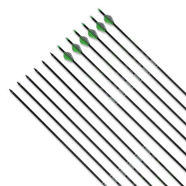 Alt view image 7 of 7 - 32 Inch Carbon Arrows for Compound Recurve Bow | 32 inch spine 300 350 400 carbon shaft, removable screw in tips, 12 arrows for archery hunting target shooting practice