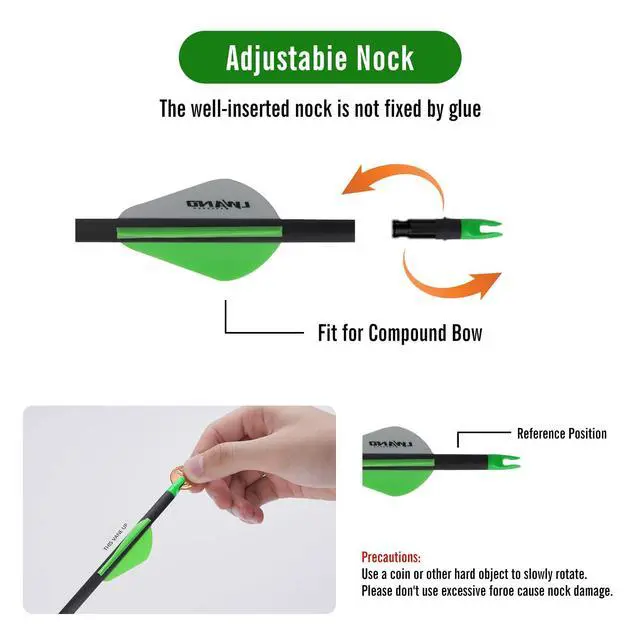 Alt view image 3 of 7 - 32 Inch Carbon Arrows for Compound Recurve Bow | 32 inch spine 300 350 400 carbon shaft, removable screw in tips, 12 arrows for archery hunting target shooting practice