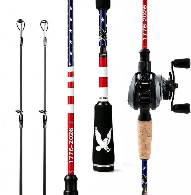 Main image of DC Baitcasting Reel Combo with Smart Digital Brake, Anti-Backlash, USA 250th Anniversary Design Fishing Rod, Signature DC Sound, Easy-Control 7.1:1 Baitcaster for Beginners & Bass Fishing