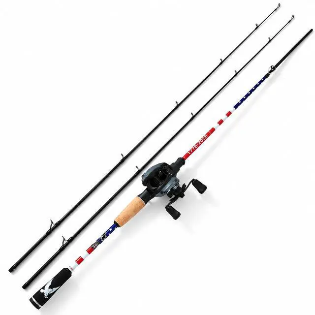 Alt view image 3 of 7 - DC Baitcasting Reel Combo with Smart Digital Brake, Anti-Backlash, USA 250th Anniversary Design Fishing Rod, Signature DC Sound, Easy-Control 7.1:1 Baitcaster for Beginners & Bass Fishing