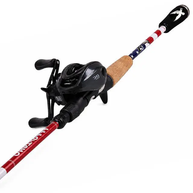 Alt view image 2 of 7 - DC Baitcasting Reel Combo with Smart Digital Brake, Anti-Backlash, USA 250th Anniversary Design Fishing Rod, Signature DC Sound, Easy-Control 7.1:1 Baitcaster for Beginners & Bass Fishing