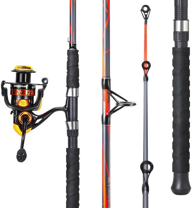 Main image of Progressive Glass Fishing Rods Combo with Spinning Reel Strong 100% Phenolic Glass Blanks 2Pcs Pole-7'0" with 4000 Size Reel