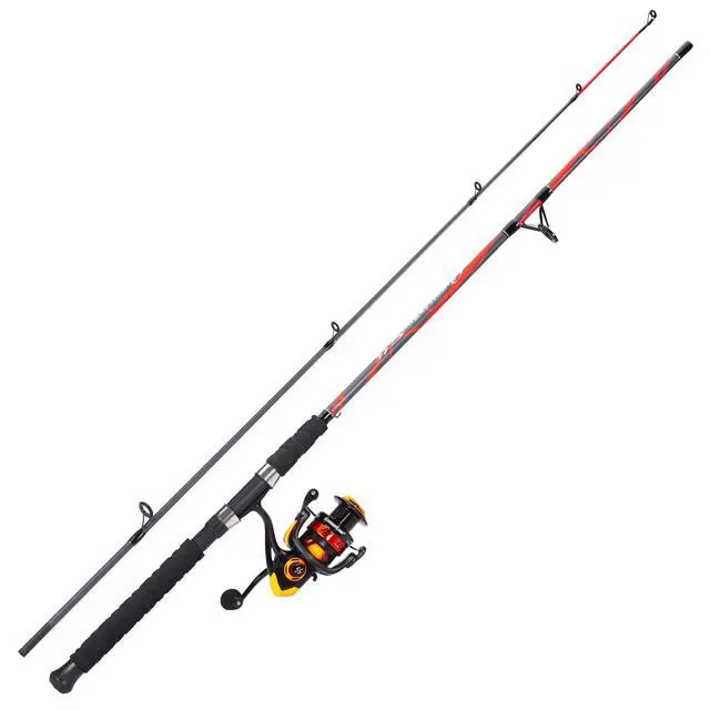 Alt view image 2 of 7 - Progressive Glass Fishing Rods Combo with Spinning Reel Strong 100% Phenolic Glass Blanks 2Pcs Pole-7'0" with 4000 Size Reel