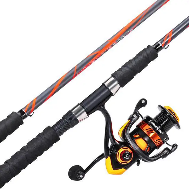 Alt view image 3 of 7 - Progressive Glass Fishing Rods Combo with Spinning Reel Strong 100% Phenolic Glass Blanks 2Pcs Pole-7'0" with 4000 Size Reel