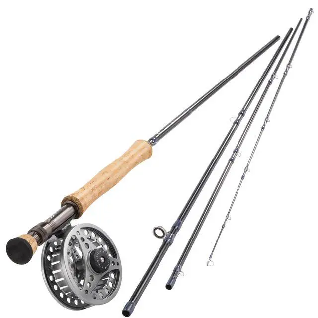 Alt view image 2 of 7 - 5/6 Weight 9ft Fly Rod, 4-Piece Graphite Rod, Die Cast Aluminum Reel, Carrying Case, Fly Box & Fishing Flies Combo Starter Kit