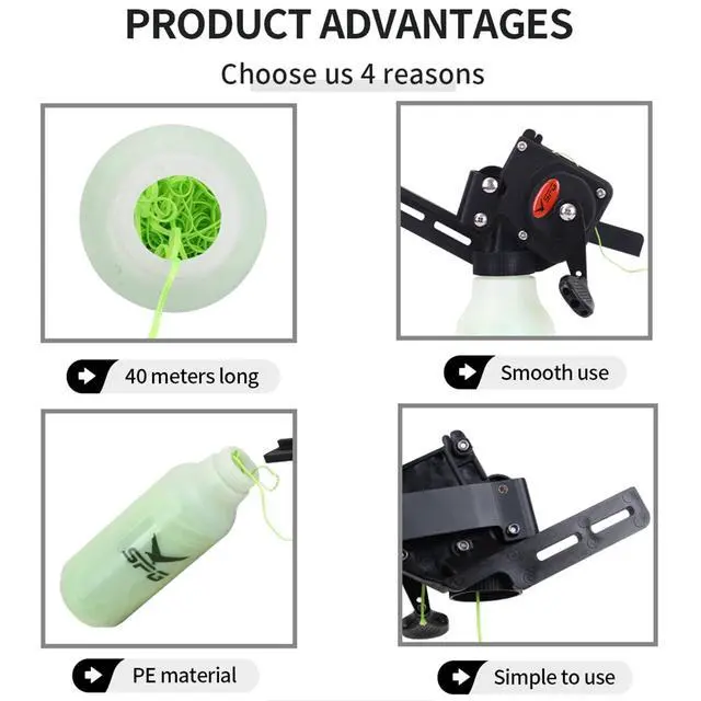 Alt view image 2 of 7 - Bowfishing Reel Archery Bottle Bow Fishing Reels Kits with 40M Fishing Rope Bow Mounted Attachment for Right Hand Compound Bow Recurve Bow Accessories