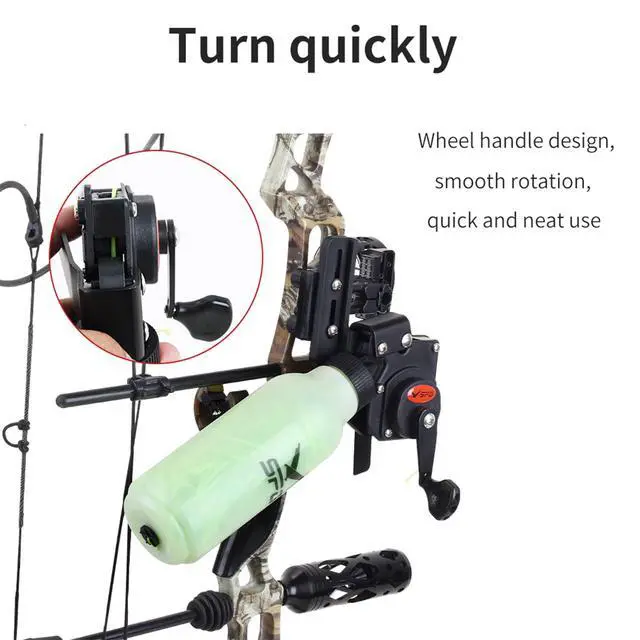 Alt view image 4 of 7 - Bowfishing Reel Archery Bottle Bow Fishing Reels Kits with 40M Fishing Rope Bow Mounted Attachment for Right Hand Compound Bow Recurve Bow Accessories
