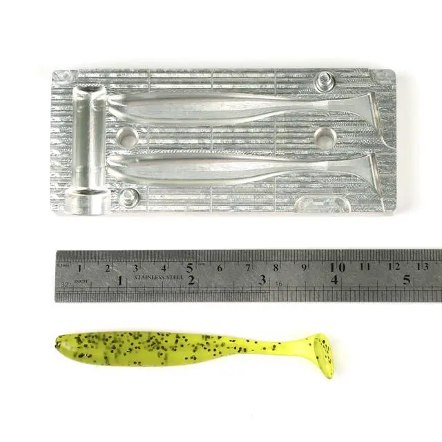 Alt view image 7 of 7 - Soft Plasti Lure Making Injection Fishing Mold Easy Shiner 4'' Two Cavity CNC Aluminum