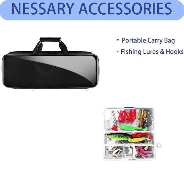 Alt view image 4 of 7 - Telescopic Fishing Rod and Reel Combo, 2PCS 5.9FT Collapsible Fishing Pole Set with Pre-Loaded Spinning Reel Lures and Carrier Bag, Saltwater Freshwater Fishing Gear for Adults