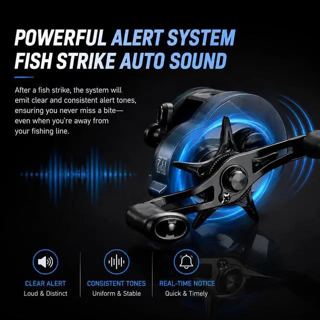 Alt view image 3 of 7 - Round DC Baitcasting Reel, Digital Control Anti-Backlash with Signature DC Sound, 7.1:1 Gear Ratio, 17.6LB Drag for Bass Freshwater