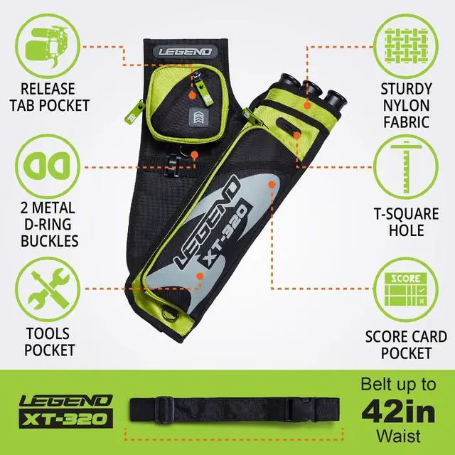 Alt view image 2 of 7 - XT320 Archery Quivers - Nylon Hip Quivers with 3 Arrow Tube Cases for Target Shooting - Adjustable Waist Belt, T-Slot, Storage Compartments for Accessories, Gear, Tools, Release Tab, Score Card