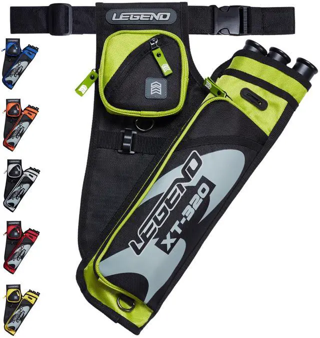 Main image of XT320 Archery Quivers - Nylon Hip Quivers with 3 Arrow Tube Cases for Target Shooting - Adjustable Waist Belt, T-Slot, Storage Compartments for Accessories, Gear, Tools, Release Tab, Score Card