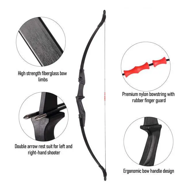 Alt view image 3 of 3 - Archery Takedown Recurve Bow and Arrow Set for Adults/Beginners/Youth | Left & Right Hands, 20/30/40 Pounds, Complete Archery Set