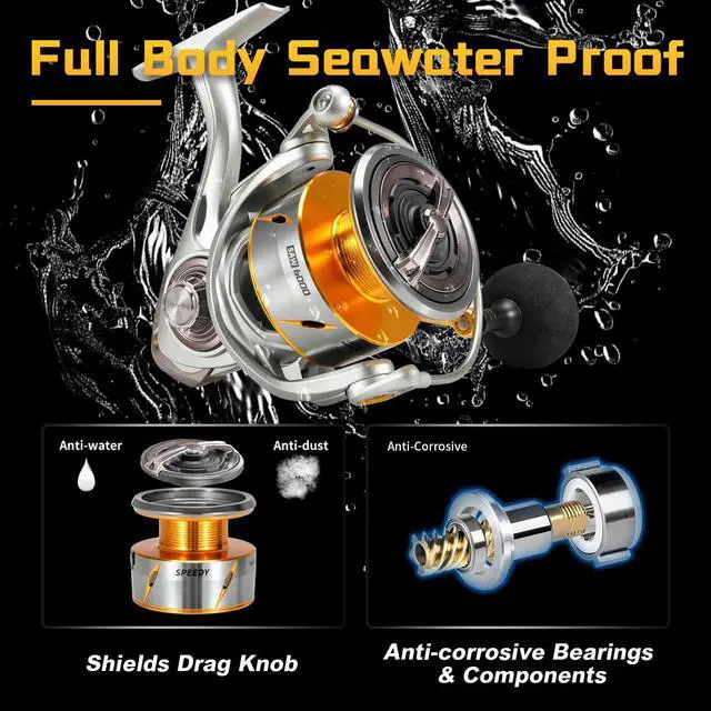 Alt view image 7 of 7 - Speedy Saltwater Spinning Reel, 6.2:1 High Speed, Max Drag 24Lbs, Smooth Fresh and Saltwater Fishing Reel