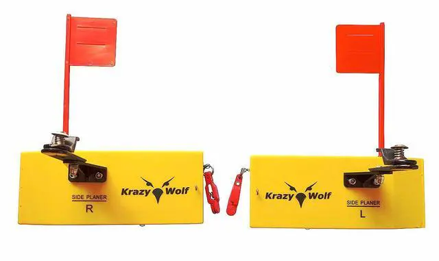 Main image of Planer Board (P007,P009),Includes Spring Flag System,Left&Right L8 xW3,L10 Xw3.5,Pair,Yellow