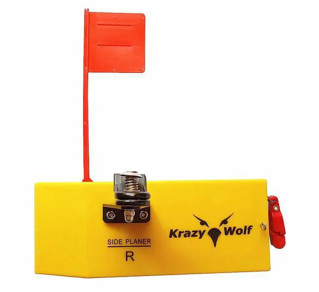 Alt view image 4 of 6 - Planer Board (P007,P009),Includes Spring Flag System,Left&Right L8 xW3,L10 Xw3.5,Pair,Yellow
