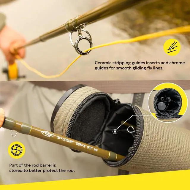 Alt view image 3 of 7 - 005MP Fly Fishing Rod Advance Multi-Purpose Freshwater Fly Rod IM8 Carbon Fiber with Carrying Tube and Extra Rod Tip Section Medium-Fast Action