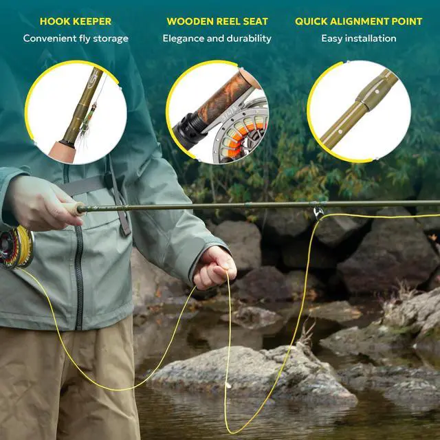 Alt view image 2 of 7 - 005MP Fly Fishing Rod Advance Multi-Purpose Freshwater Fly Rod IM8 Carbon Fiber with Carrying Tube and Extra Rod Tip Section Medium-Fast Action