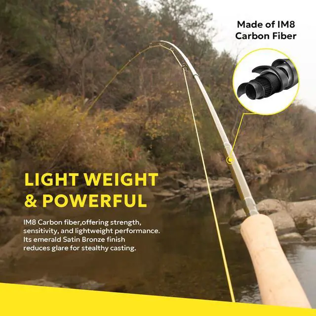 Alt view image 5 of 7 - 005MP Fly Fishing Rod Advance Multi-Purpose Freshwater Fly Rod IM8 Carbon Fiber with Carrying Tube and Extra Rod Tip Section Medium-Fast Action