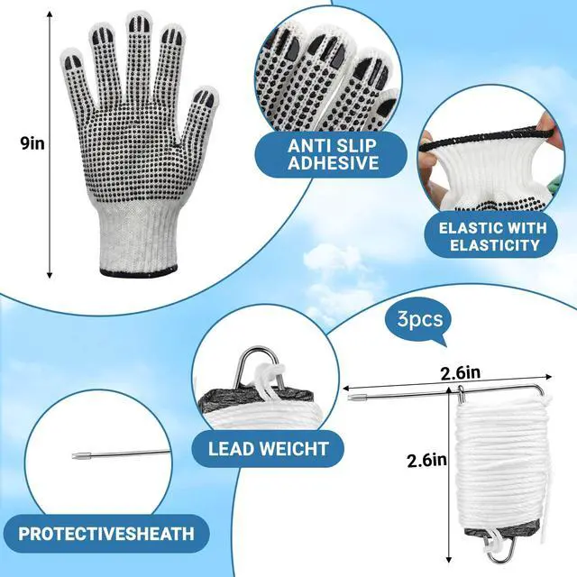 Alt view image 3 of 7 - 2 Set Crab Trap Hoop Net 24 Two Ring Crab Traps Folded Cage Pot with Rope, Bait Bag, Clip, Ruler, Buoy, Line, Wire Mesh Portable Crabbing Snare Kit for Crabbing Blue Crabs Lobster Dock Pier
