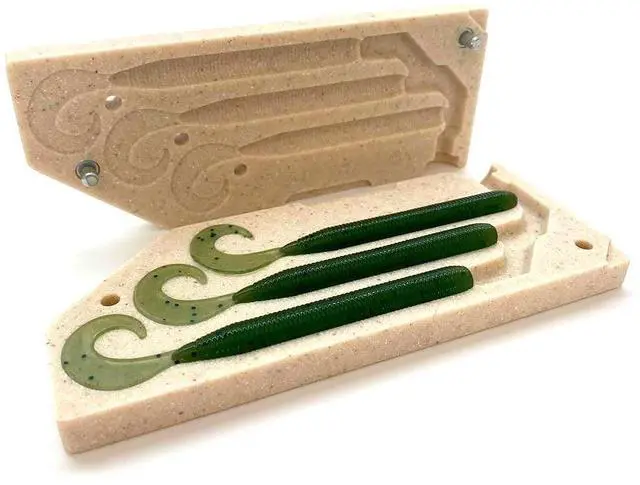 Main image of Soft Plastic Injection Mold, 3-Cavity Yamamoto Stretch 40 Grub | CNC-Machined Acrylic Stone, Enhanced Air Vent Channels, Bubble-Free Casting, Compatible with Standard Injectors