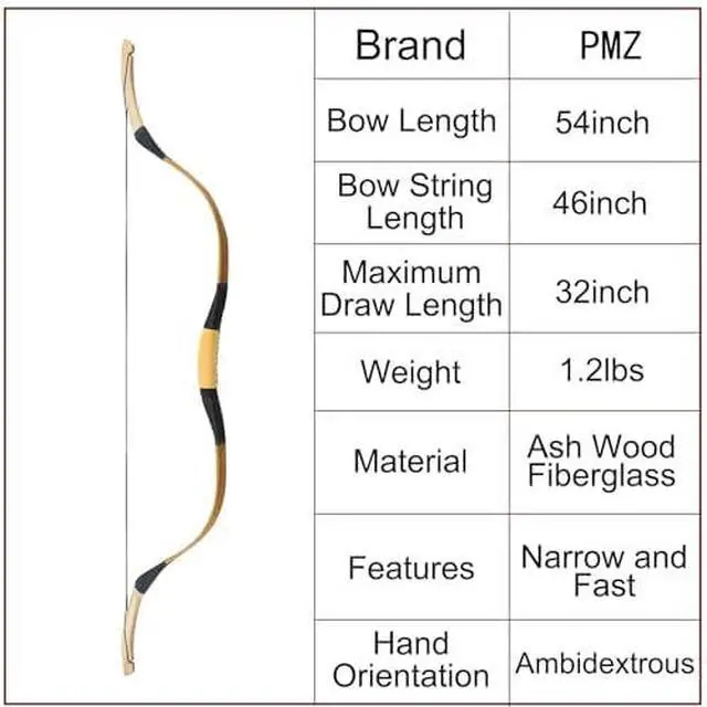 Alt view image 2 of 7 - Archery Recurve Bow Set, 54" High-Performance Horse Bow for Hunting, Right Left Hand Traditional Turkish Bow for Youth Adults Beginners to Advanced Outdoor Practice & Hunting, 20-50 lbs