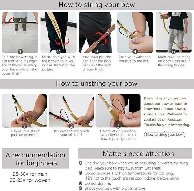 Alt view image 7 of 7 - Archery Recurve Bow Set, 54" High-Performance Horse Bow for Hunting, Right Left Hand Traditional Turkish Bow for Youth Adults Beginners to Advanced Outdoor Practice & Hunting, 20-50 lbs