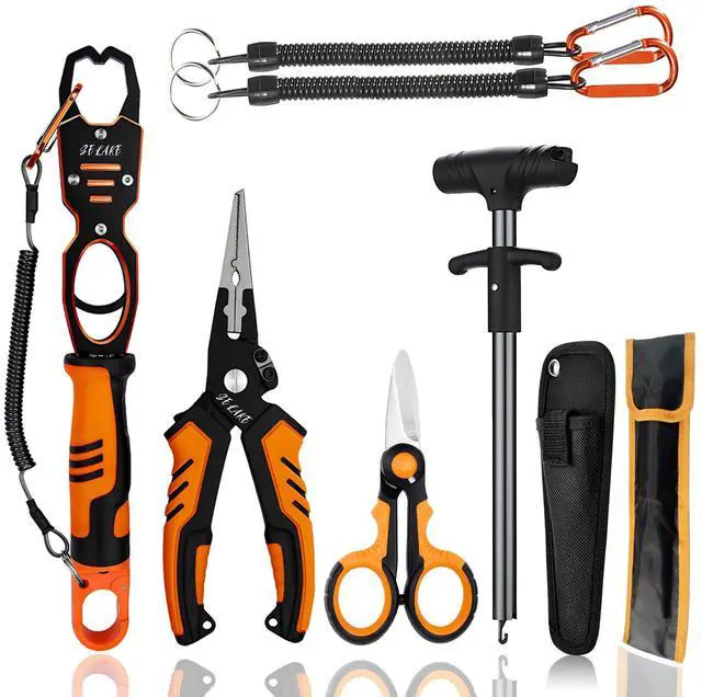 Main image of 7 PCS Complete Fishing Tools Set, Fish Lip Gripper with Scale, Fishing Pliers, Hook Remover, Line Cutter & Scissors, Corrosion Resistant for Saltwater Freshwater Kayak Ice Fishing